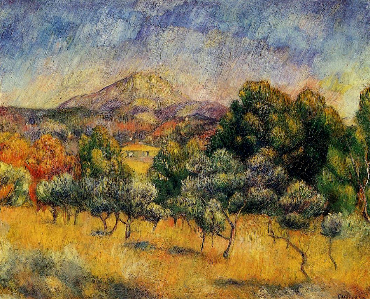 Mount Sainte Victoire by Renior - Pierre-Auguste Renoir painting on canvas